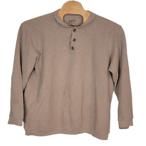Men's Woolrich Thermal 1/4 Button Long Sleeve‎ Tan Shirt Size XXL